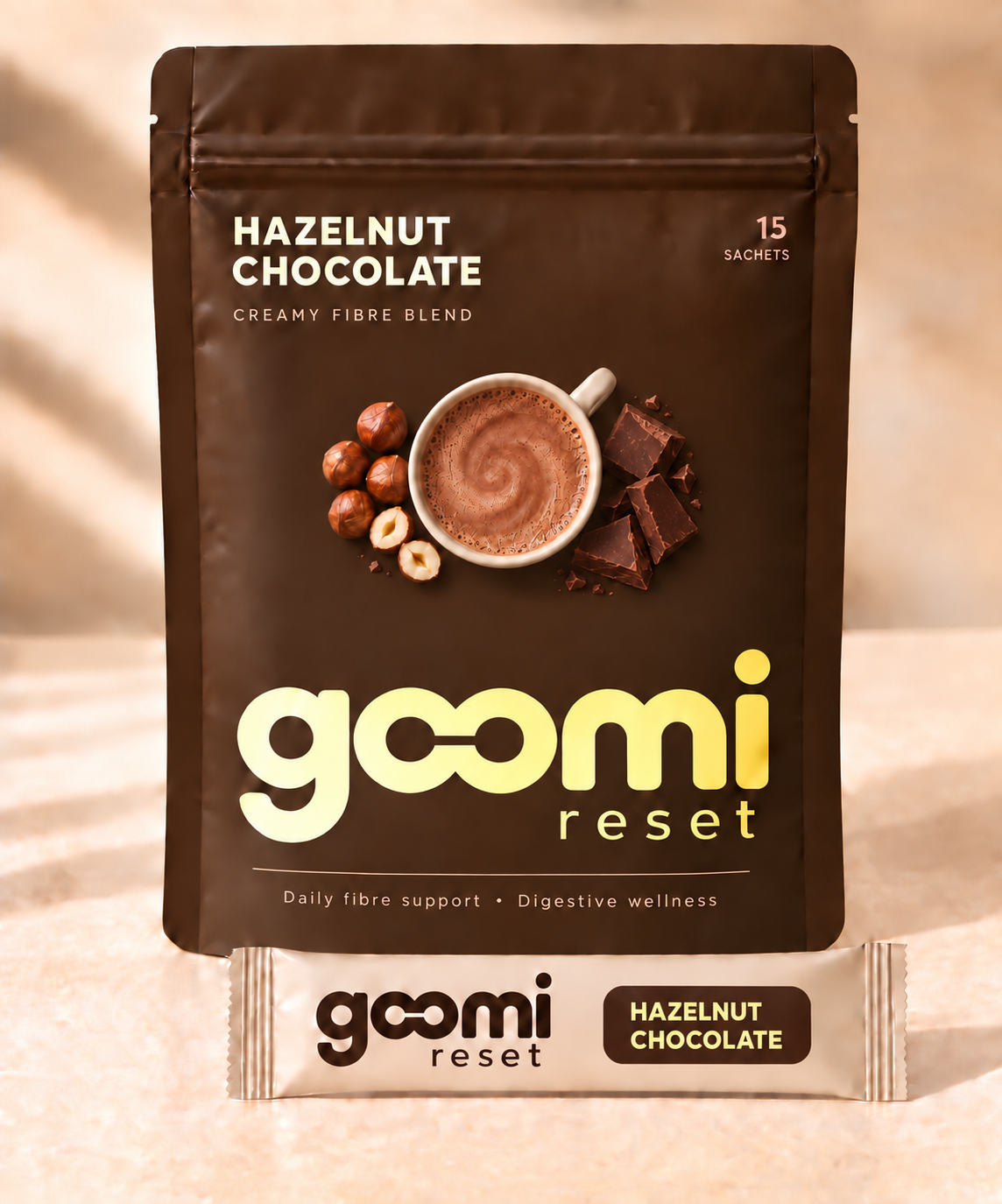 Goomi Reset Hazelnut Chocolate, 15 sachets
